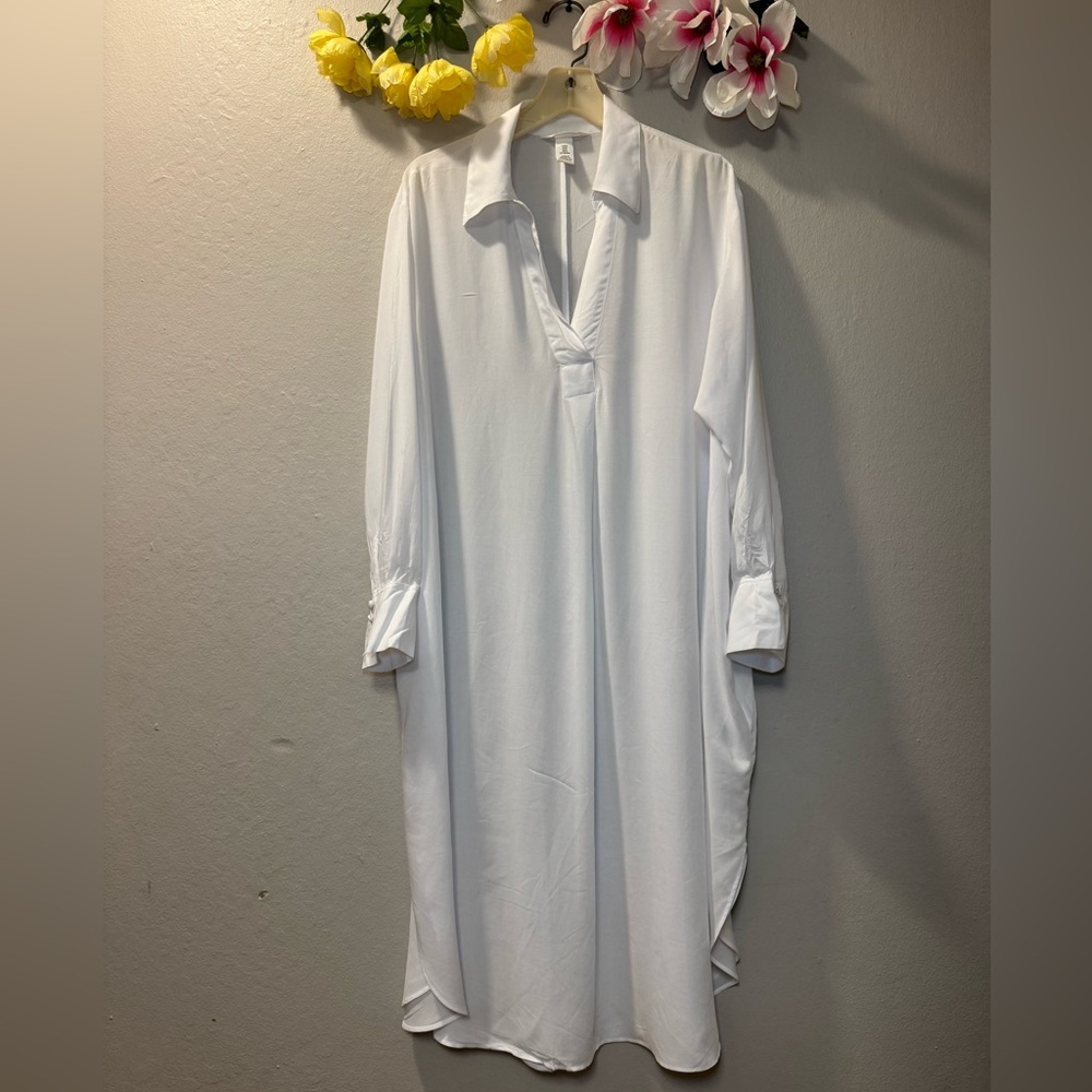 H&M Cream Button-Up Shirt Dress